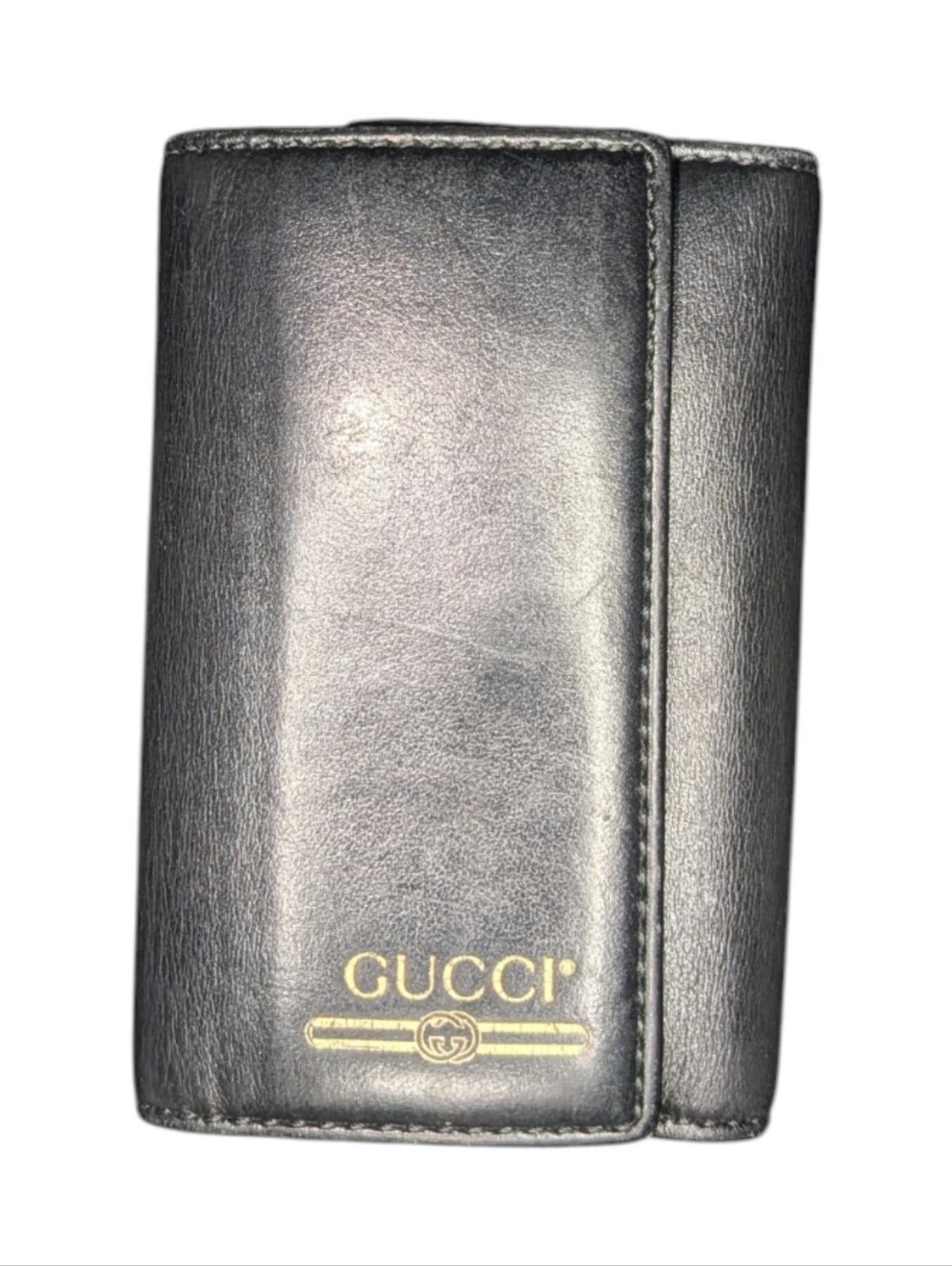 Gucci Black Leather Trifold 6 Key Holder